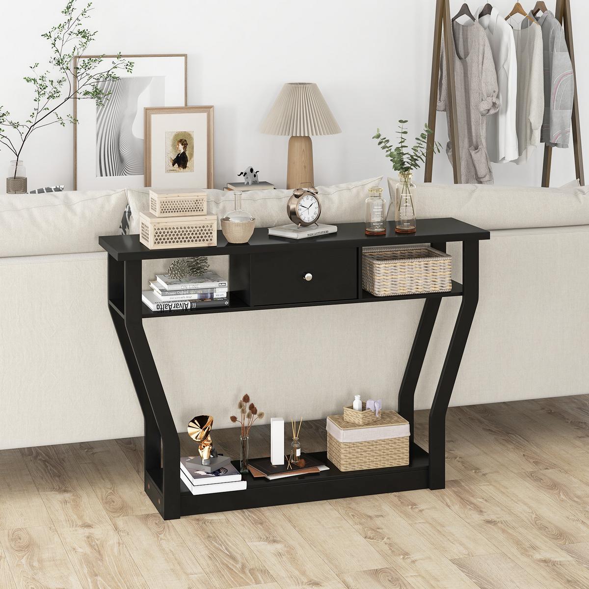 KONSOLENTISCH Schwarz - Schwarz, Holzwerkstoff (30/120/81cm) - COSTWAY
