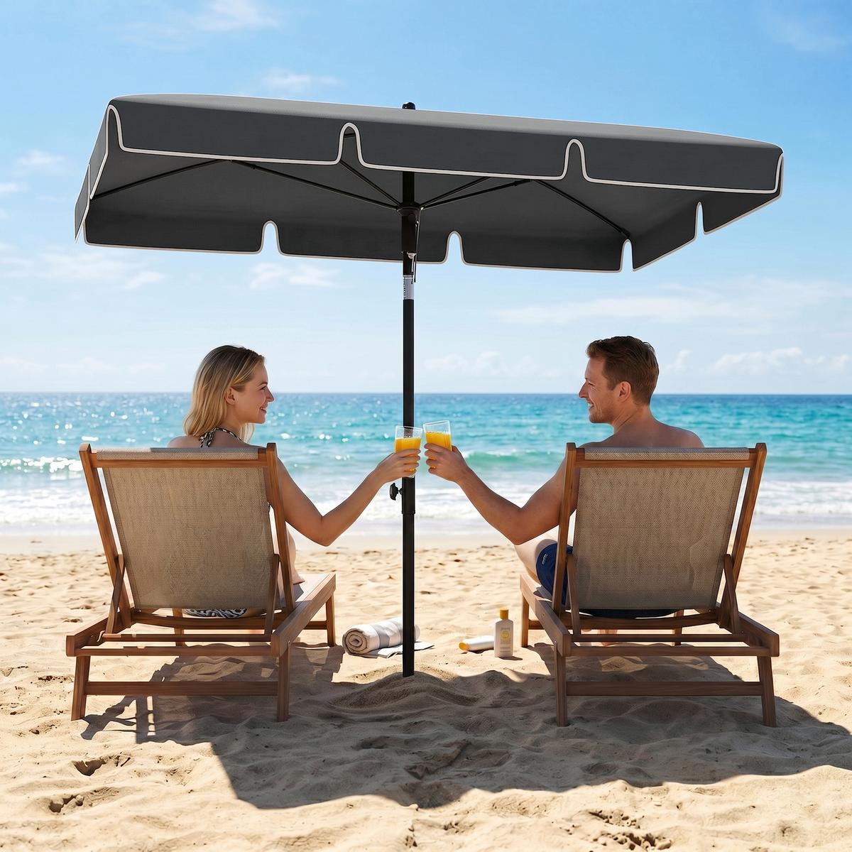 SONNENSCHIRM, Aluminium, Metall, Grau - Grau, Metall (130/198cm) - Outsunny