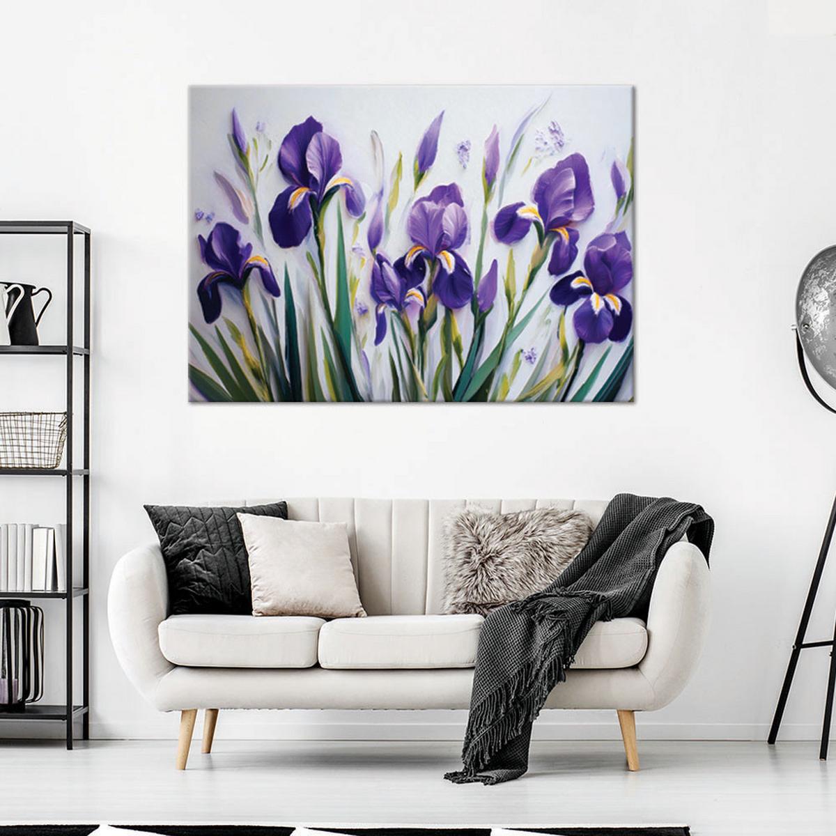 WANDBILD lila irisblüten - Lila, Textil (60/40cm) - Feeby