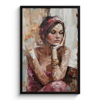POSTER MIT RAHMENGERAHMTES BILD Frau - Lackierung - Porträt - Modern 60x90 cm - Altrosa, Papier (60/90cm) - MuchoWow