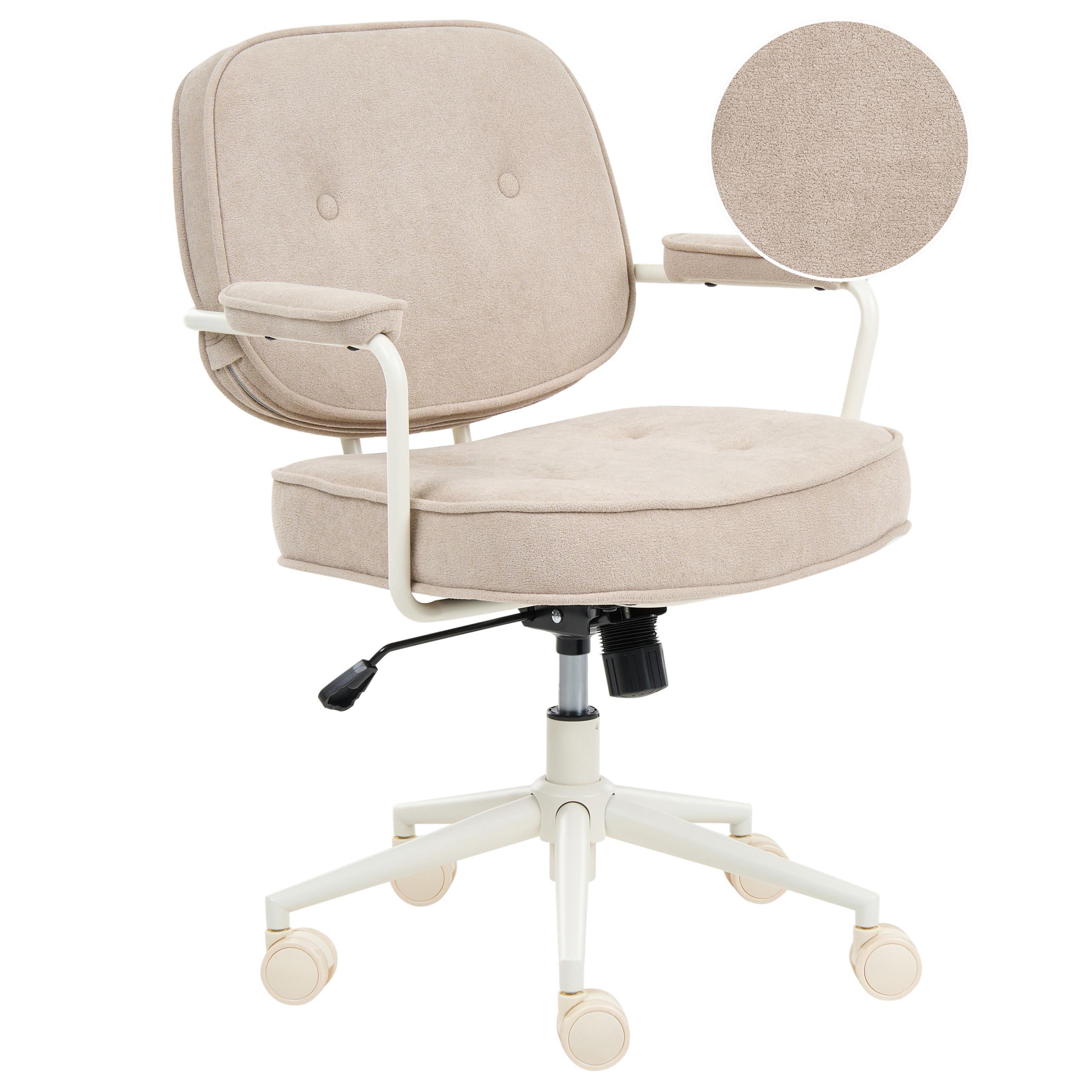 SCHREIBTISCHSTUHL Bouclé Hellbeige Paramus - Beige, Kunststoff (60/81/65cm) - Beliani