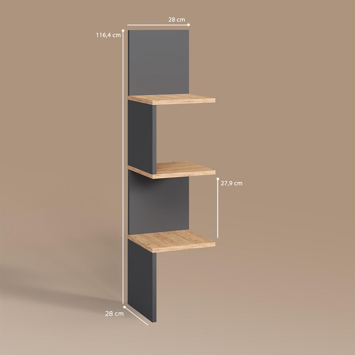 ECKREGAL Vesuvio Anthrazit 28 x 116.4 cm - Anthrazit, Holzwerkstoff (28/116.4/28cm) - Livinity®