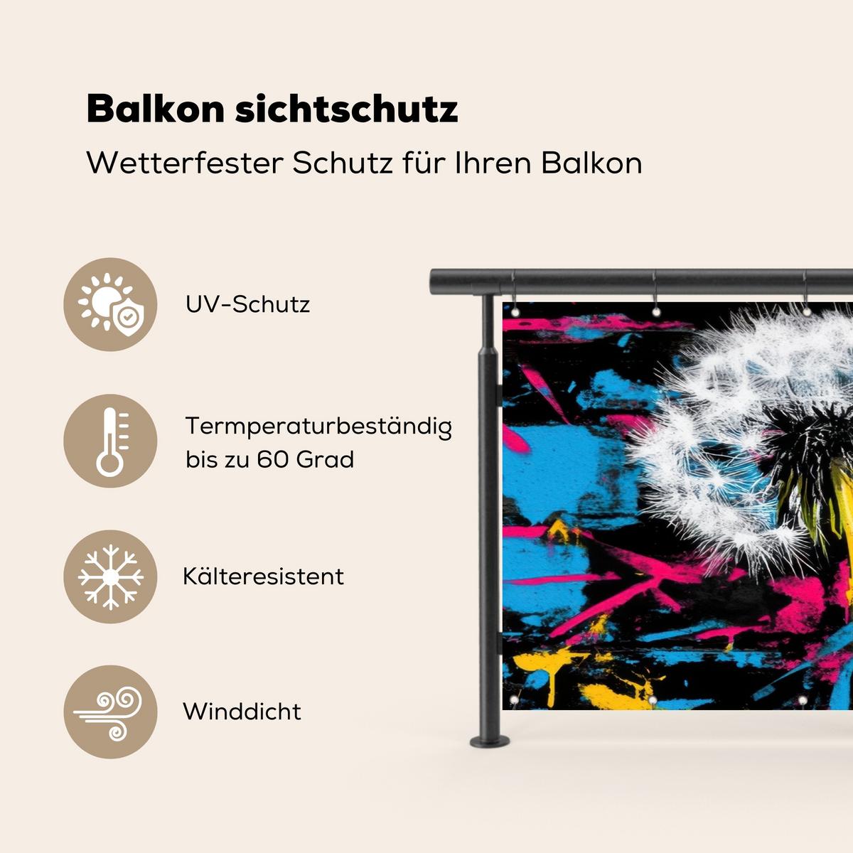 BALKON-SICHTSCHUTZ Straßenkunst - Bunt - Wand Balkon Deko 300x130 cm - Schwarz, Kunststoff (300/130cm) - MuchoWow