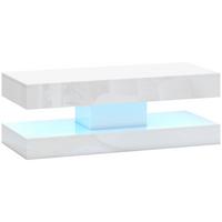 COUCHTISCH Wohnzimmertisch Hochglanz mit LED Beleuchtung, Stauraum Weiß - Weiß, Holzwerkstoff (120/50/42cm) - HOMCOM