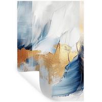 WANDTATTOO Gold - Blau - Aquarell - Kunst - Modern Wandaufkleber 80x120 cm - Hellblau, Kunststoff (80/120/0.1cm) - MuchoWow