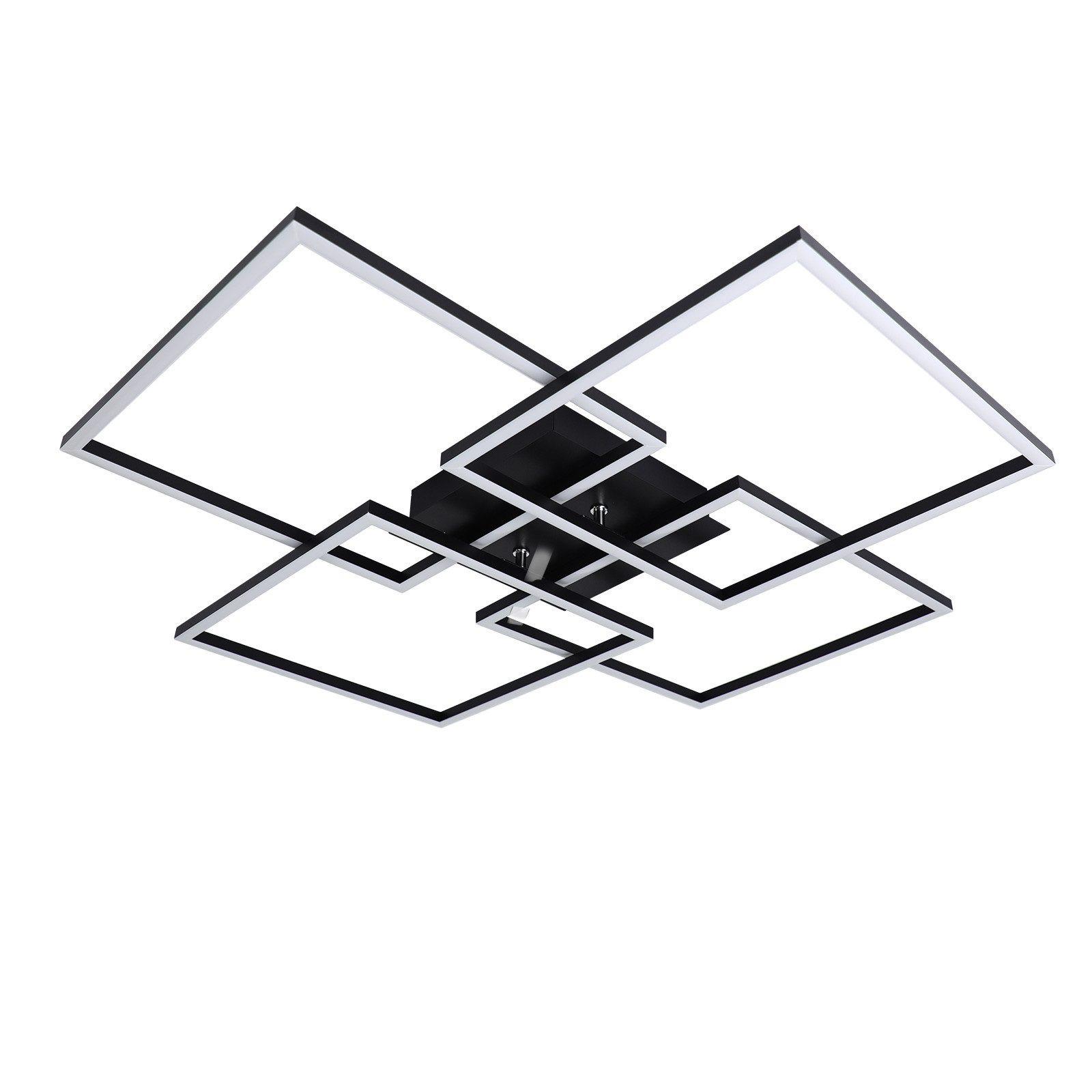 LED-DECKENLEUCHTE Galloway 72.4/72.4/7.3 cm - Schwarz, Metall (72.4/72.4/7.3cm) - Nettlife