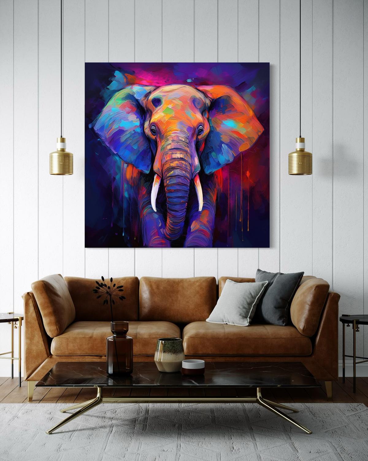 WANDBILD elefant tiere farbig - Multicolor, Textil (40/40cm) - Feeby