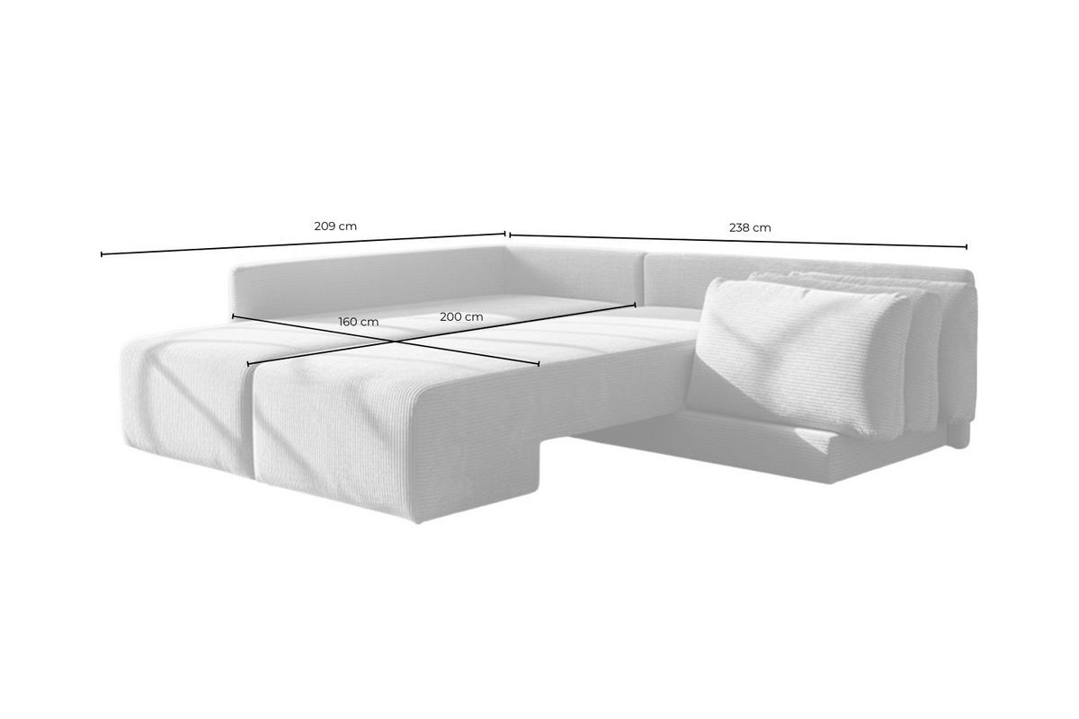 SCHLAFSOFA SADIRA Taupe Cord - Taupe/Schwarz, Kunststoff/Textil (288/209cm) - KAWOLA
