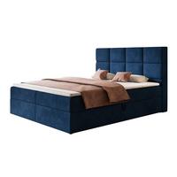 BOXBETT ROMA mit 2 Bettkästen, 140x200, Farbe: Dunkelblau, Velourstoff, Doppelbett mit Bonell-Matratze - Dunkelblau, Holz/Kunststoff (140/200cm) - Alpi-Möbel