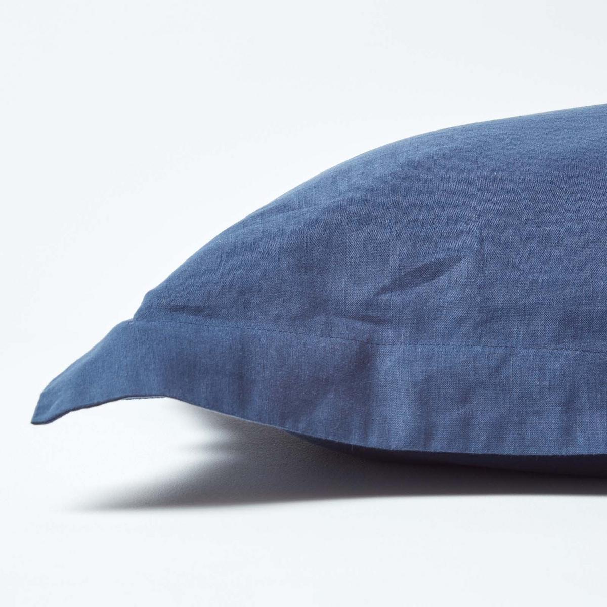 KISSENBEZUG Leinen mit Stehsaum - Dunkelblau, Textil (48/74cm) - Homescapes