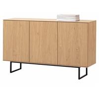 SIDEBOARD Stone Eiche 150 x 90 cm, Kommode mit Push-to-Open - Eichefarben/Schwarz, Holzwerkstoff/Metall (150/90/40cm) - Furn.Design