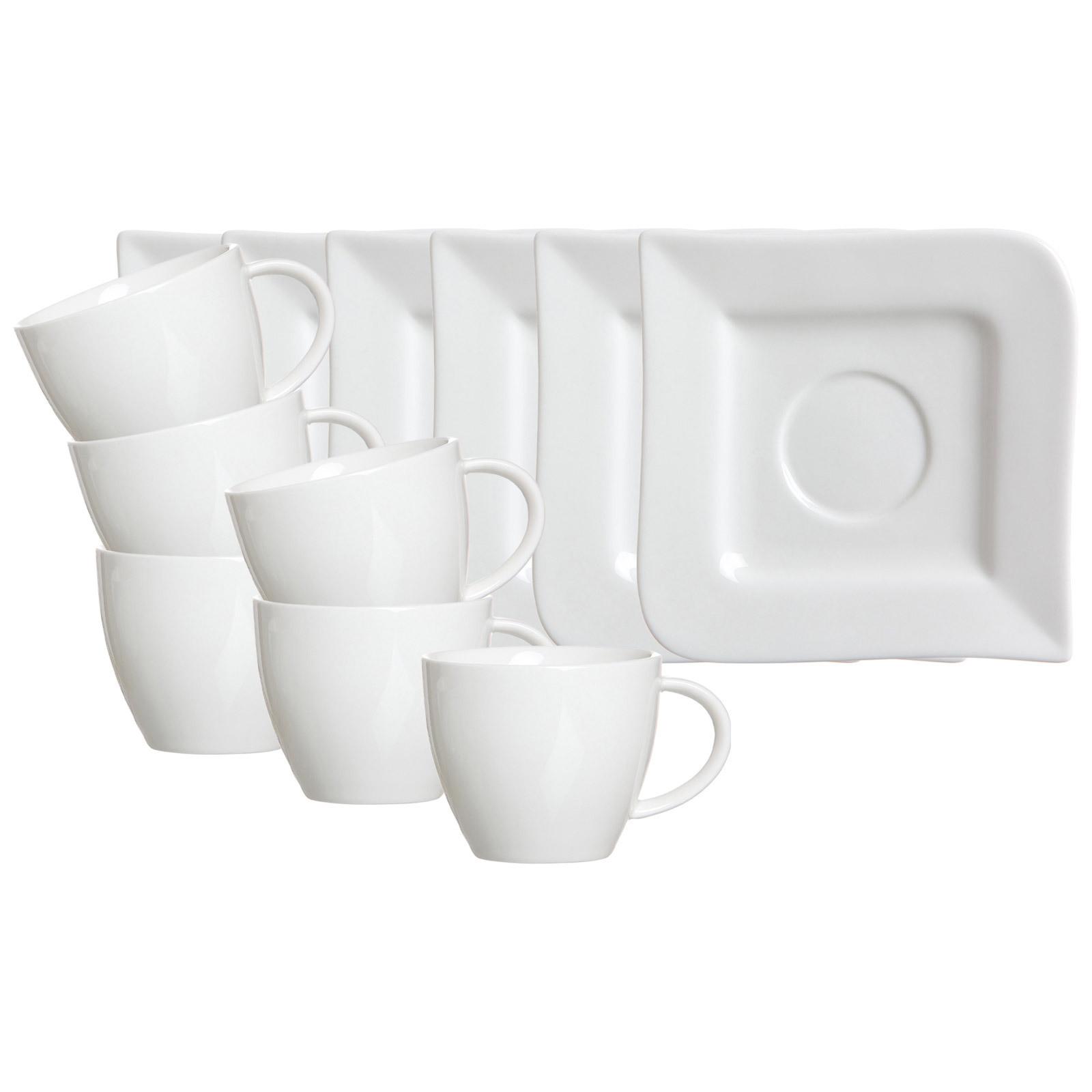 KAFFEETASSEN MIT UNTERTASSEN Melodie weiß 190 ml 6er Set - Weiß, Keramik (14/10/14cm) - Ritzenhoff Breker