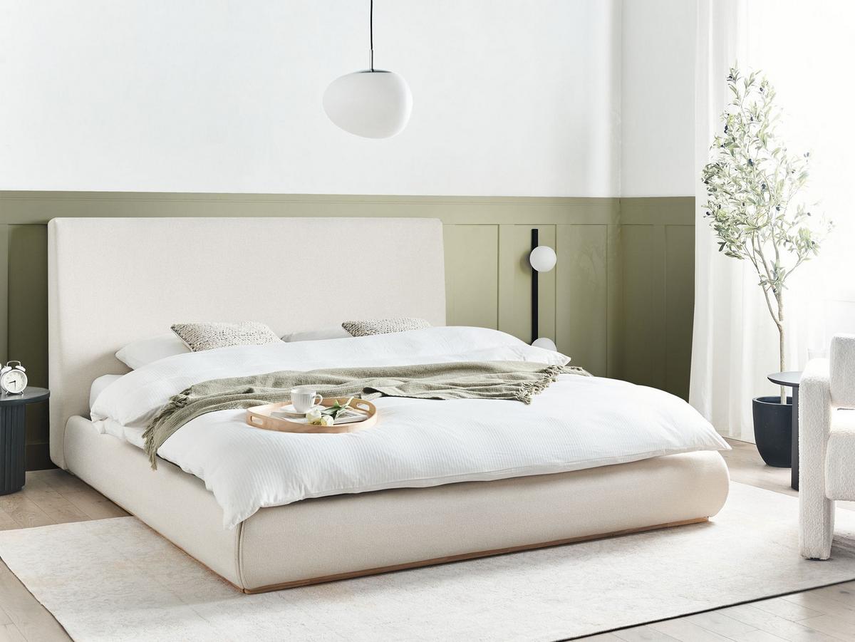 BETT mit Stauraum 180/200 cm Stoff Hellbeige Campagne - Beige, Textil (180/200cm) - Beliani