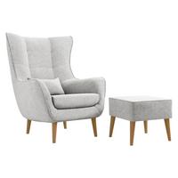 SESSEL Estjano mit Fußbank - Beige/Hellgrau, Holz/Textil (80/106/95cm) - MIRJAN24