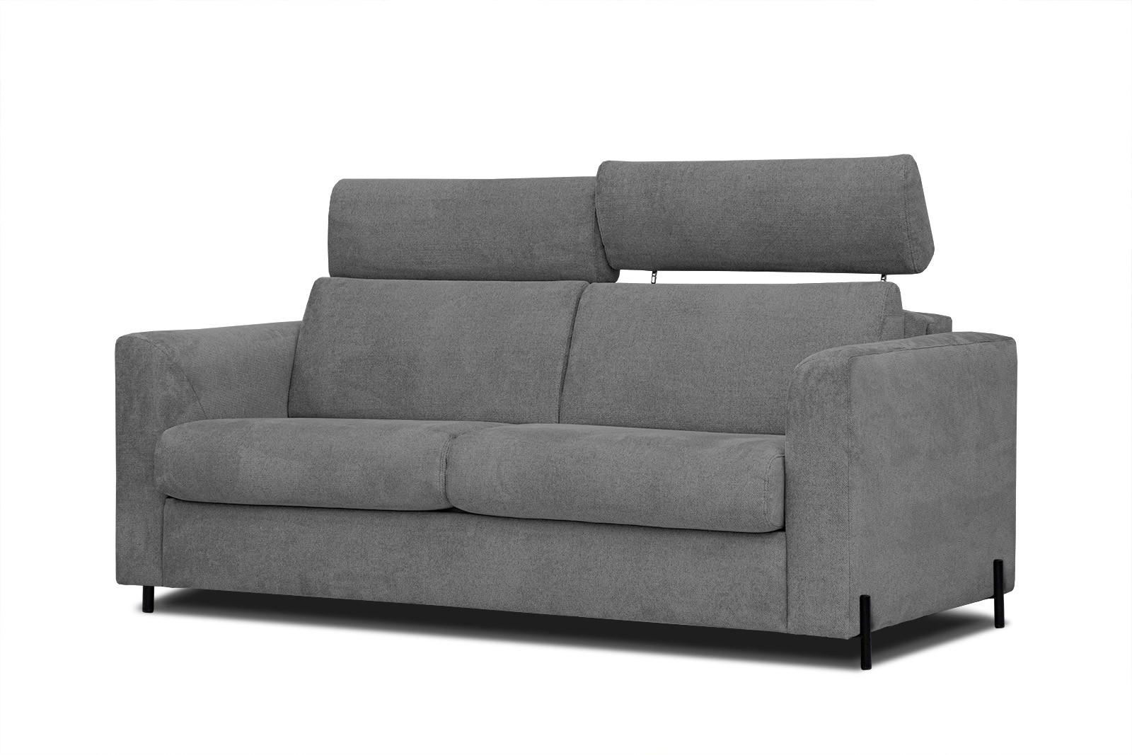 SOFA MEZO 3-Sitzer mit Schlaffunktion, grau - Schwarz/Grau, Holz/Textil (232/90/107cm) - Wozimo