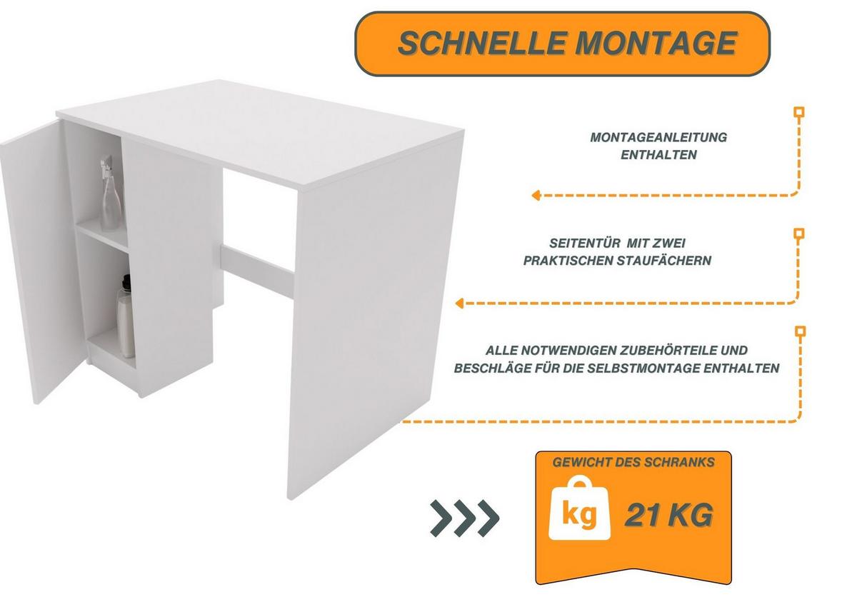WASCHMASCHINENSCHRANK für Waschmaschine & Wäschetrockner 95/89/66 - Weiß, Holzwerkstoff (95/89/66cm) - RAUMHIRSCH FURNITURE