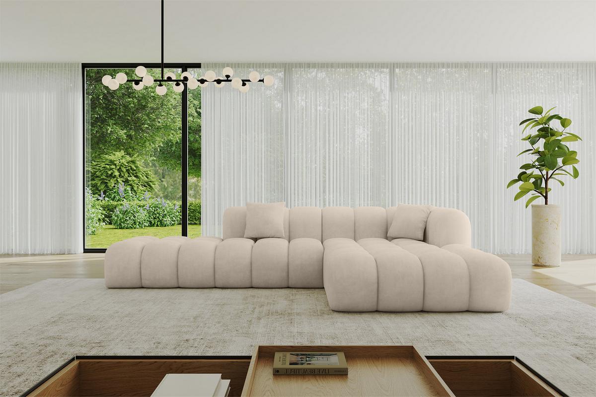 ECKSOFA Ottomane Rechts OLEA-L2 - 289x176x71 cm Taupe - Taupe/Schwarz, Holzwerkstoff/Kunststoff (289/176cm) - ALTDECOR
