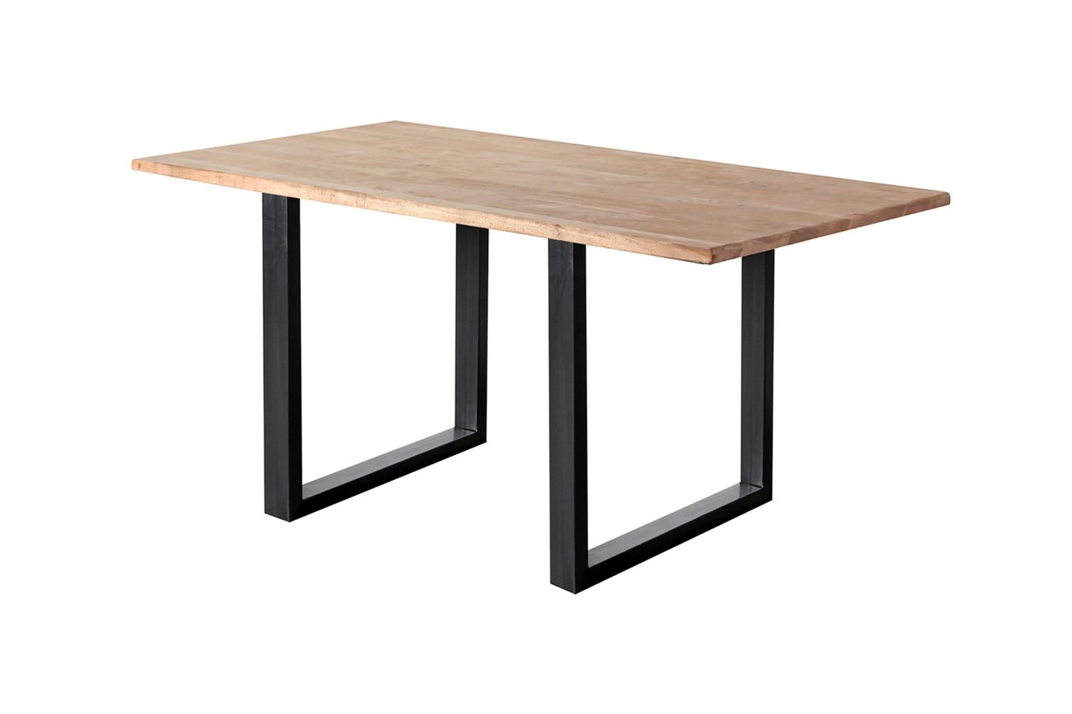 ESSTISCH LORE Holz Akazie - Zwetschgeholzfarben/Schwarz, Holz/Metall (90/140/77cm) - KAWOLA