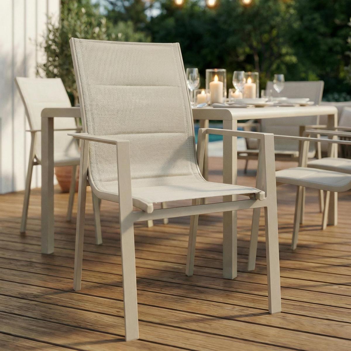 GARTENSTÜHLE TRAPANI 6er-Set champagne - Champagner, Textil (42/91/43cm) - IDIMEX