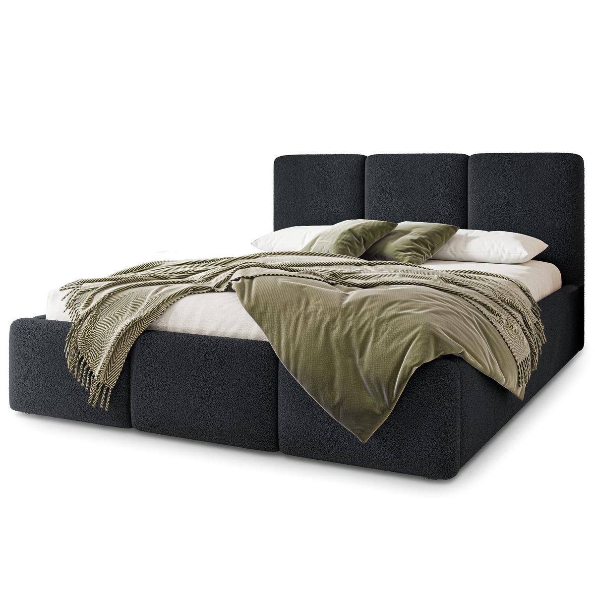 POLSTERBETT MORENA Q 200x200 cm mit Bettkästen - Schwarz - Schwarz, Holz (200/200cm) - MASSENO