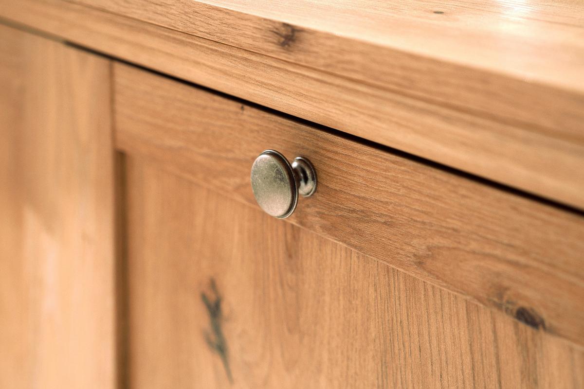 KOMMODE Eiche Artisan 80 cm Landhaus, Sideboard 2-türig - Eichefarben/Silberfarben, Holzwerkstoff/Metall (80/90/35cm) - Furn.Design