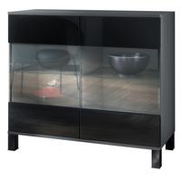 KOMMODE Bari Schwarz Hochglanz - Schwarz Hochglanz, Holzwerkstoff (92.5/84.5/35cm) - Vladon