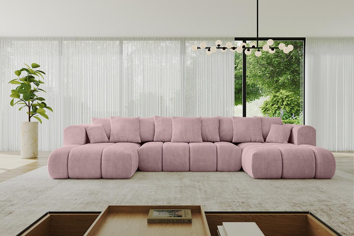 WOHNLANDSCHAFT CLOUD-U-v1 405x185x90 Rosa Cord - Rosa, Holzwerkstoff/Kunststoff (405/90/185cm) - ALTDECOR