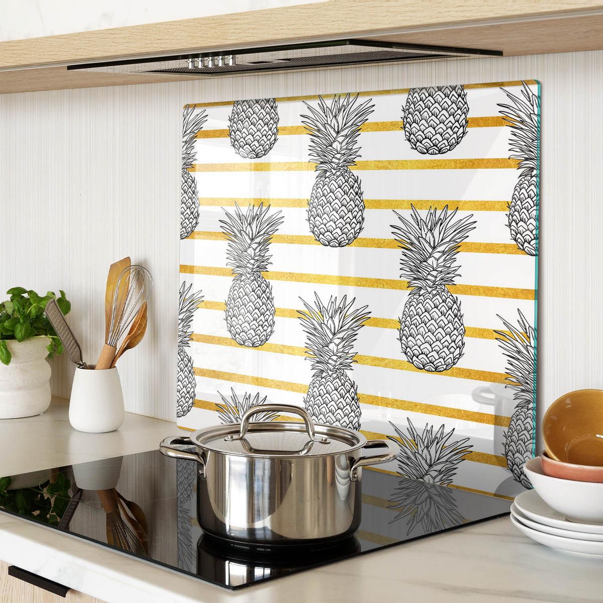 GLASPLATTE 60x52 cm Ananasstreifen - Gelb, Glas (60/0.4/52cm) - TULUP