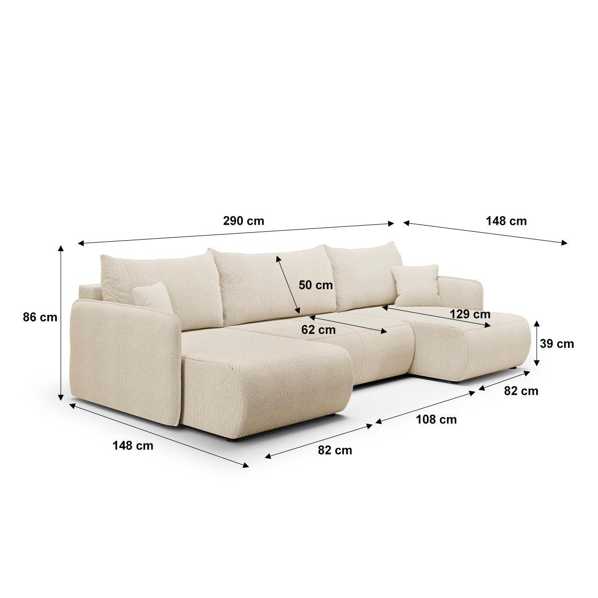PANORAMASOFA Claudio 5 Sitzplätze Beige - Beige, Holz (290/86/148cm) - Petits-meubles