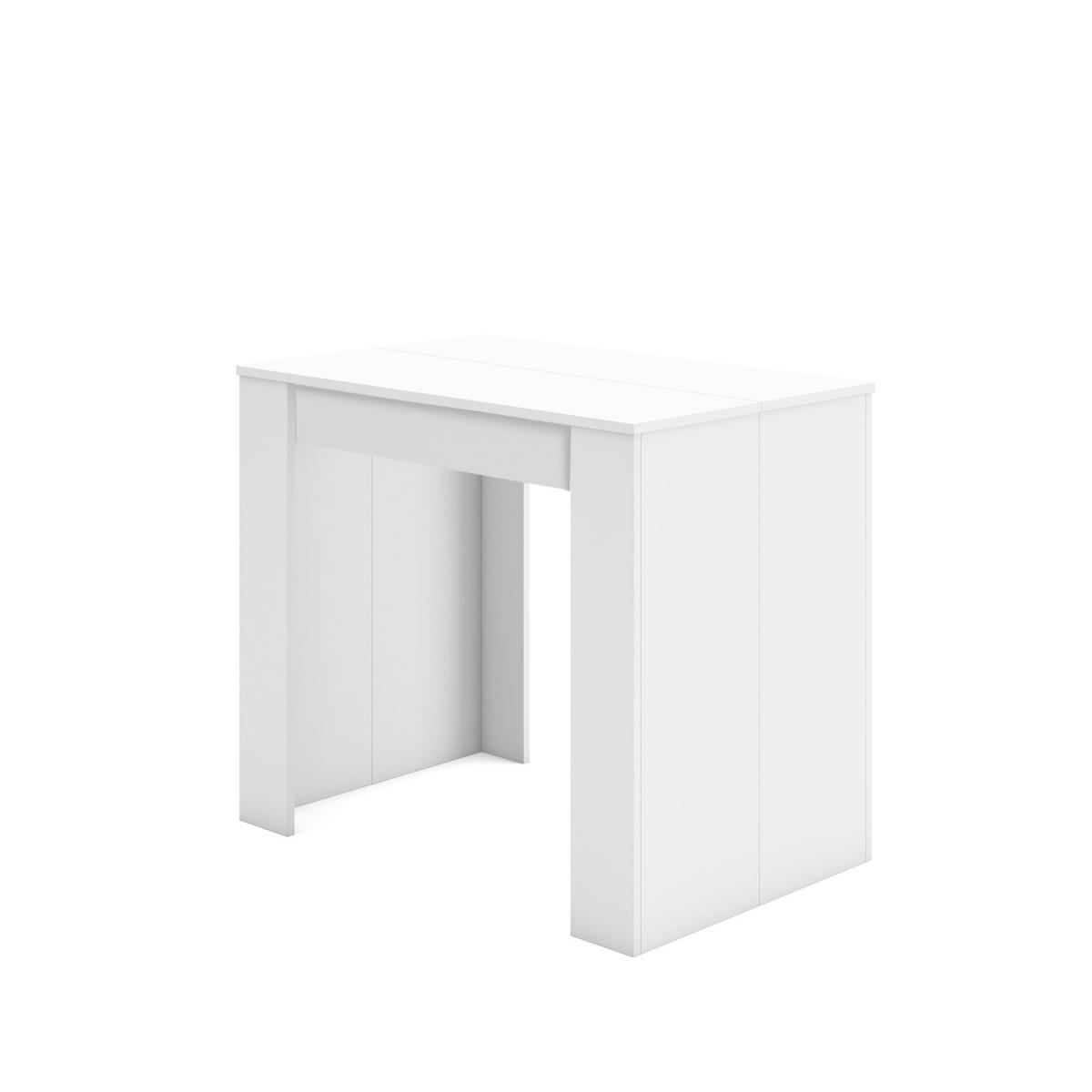 KONSOLENTISCH ausziehbar 58 bis 140cm, für 6 Gäste, weiß, 90/58/77cm - Weiß, Holzwerkstoff (90/140/77cm) - Skraut Home