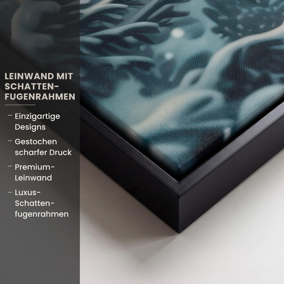 LEINWAND Bilder mit Rahmen - Hirsch - Weihnachten - Winter - Schnee - Weihnachtskranz - 50x50 - Dunkelbraun, Textil (50/50cm) - MuchoWow