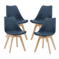 ESSZIMMERSTUHL-SET 4 TLG. Fläten - Blau, Leder (49/81/57cm) - [en.casa]