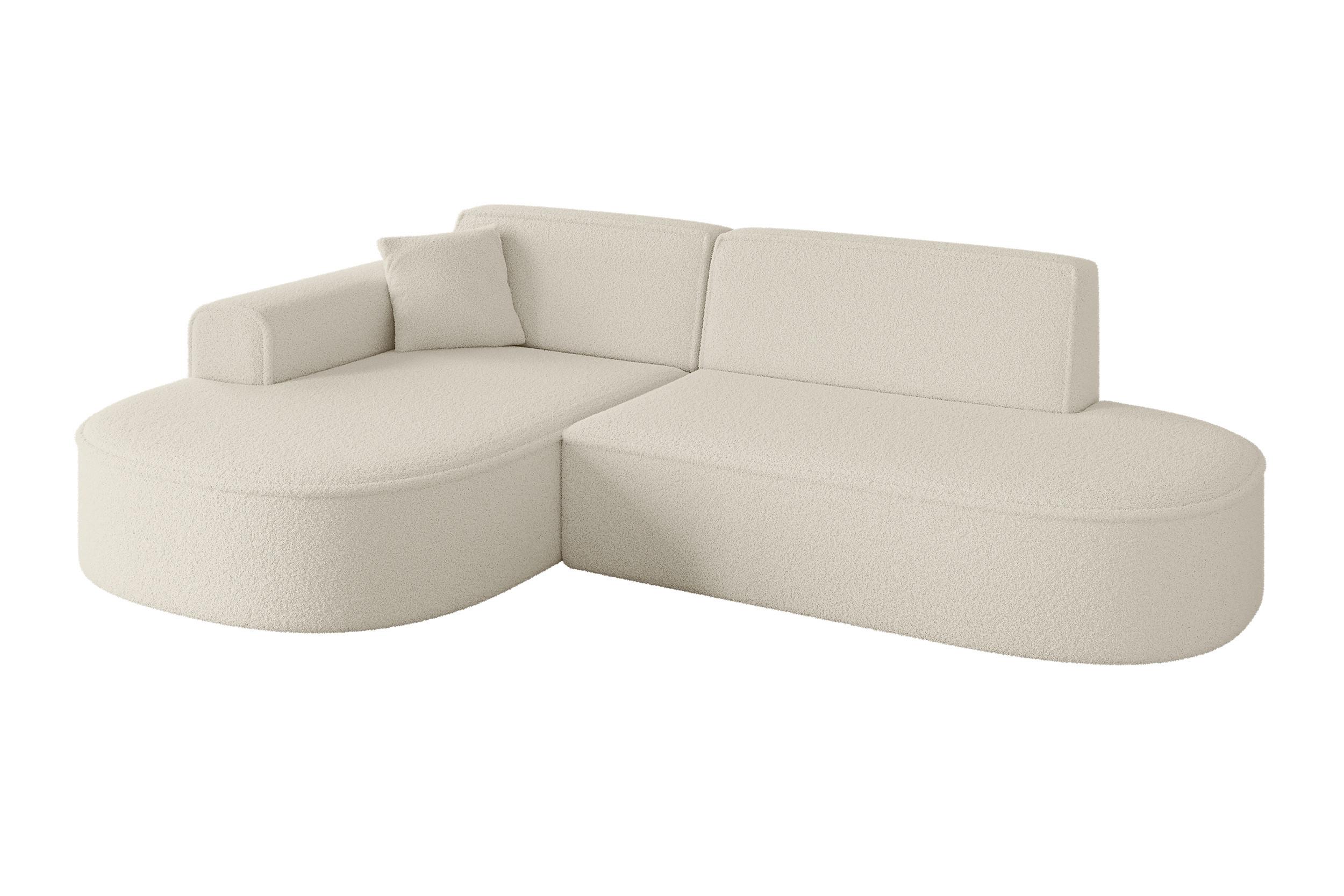 ECKSOFA Ottomane Links MARI-L1 - 243x171x79 cm Beige Bouclé - Beige/Schwarz, Holzwerkstoff/Kunststoff (163/234cm) - ALTDECOR