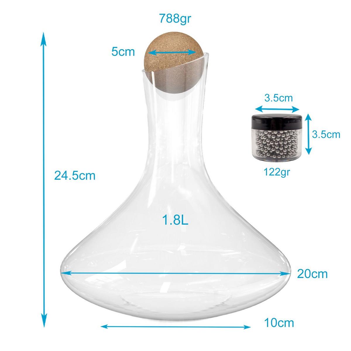 GLAS KARAFFE mit 1.8 Liter für Rotwein - Transparent, Glas (0.75L) - Intirilife