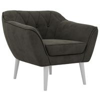 SESSEL PIRS - Dunkelgrau Velvet - Weiße Beine - Dunkelgrau/Weiß, Holzwerkstoff/Textil (80/75/74cm) - MKS
