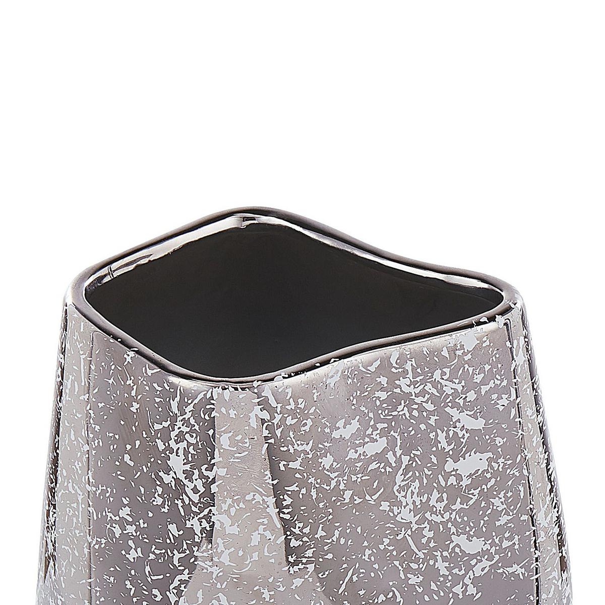 DEKOVASE Steinzeug silber Cirta - Silberfarben, Stein (20cm) - Beliani