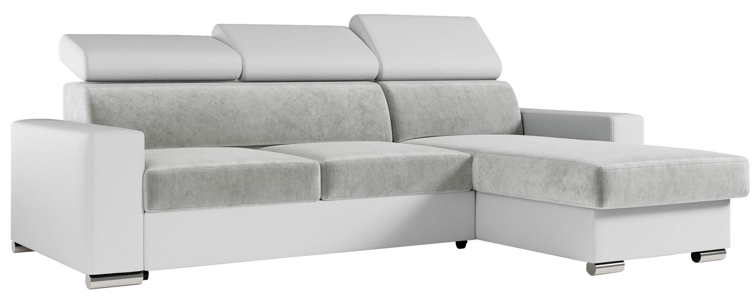 ECKSOFA FOX-L Hellgrau/Weiß - Silberfarben/Hellgrau, Kunststoff/Textil (242/168cm) - MKS