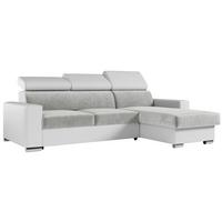 ECKSOFA FOX-L Hellgrau/Weiß - Silberfarben/Hellgrau, Kunststoff/Textil (242/168cm) - MKS