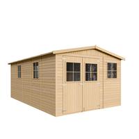 HOLZ-GARTENHAUS MIT IMPRÄGNIERTEM BODEN - H226x516x324 cm/15 m² - M337+M337G - Beige, Holz (324/232/493cm) - Timbela
