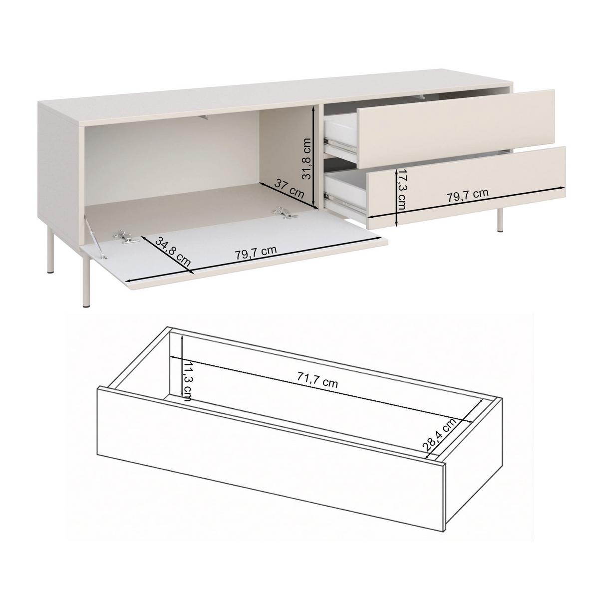 TV-LOWBOARD Olio KASCHMIR 160 CM - Kaschmir, Holzwerkstoff/Metall (160/52/38.6cm) - Selsey