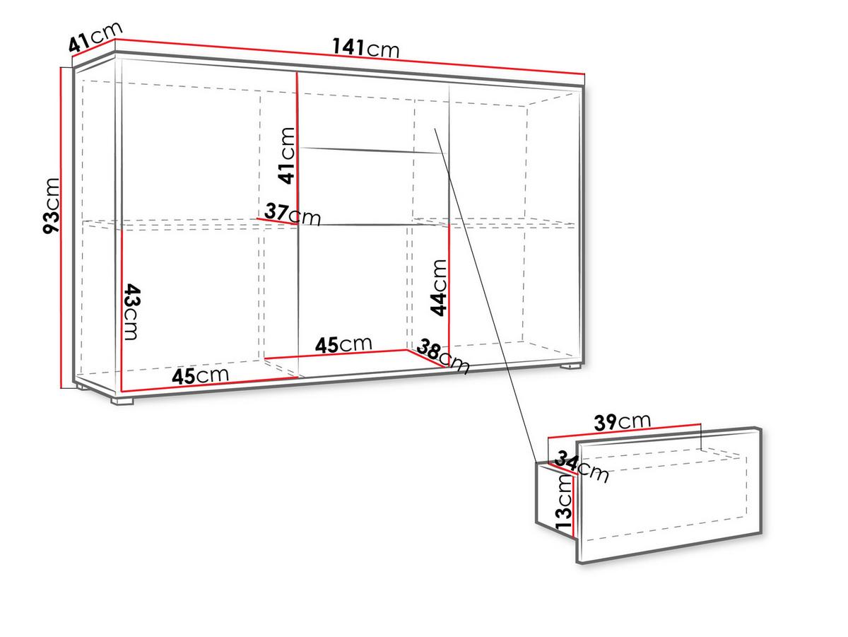 KOMMODE Gesita K3D2SZ - Silberfarben/Weiß, Holzwerkstoff/Kunststoff (141/93/41cm) - MIRJAN24