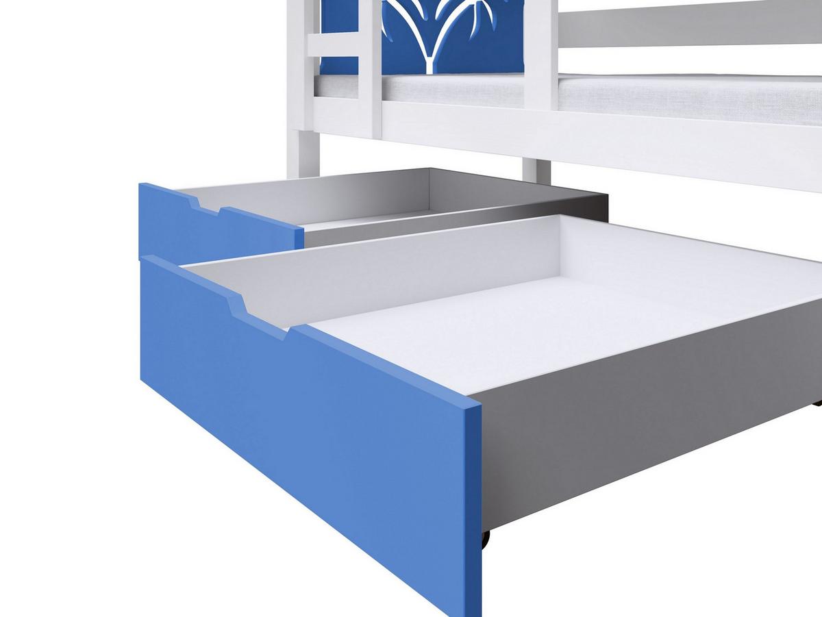 ETAGENBETT LEONE mit Bettkasten 80x180 cm Weiß - Blau/Weiß, Holz (80/180cm) - MASSENO