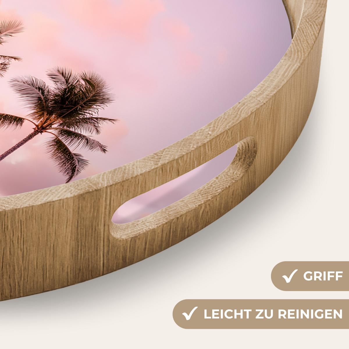 TABLETT Palmen - Lila - Wolken - Himmel 40x40 cm - Rosa, Holz (40/5/5cm) - OnlyWow