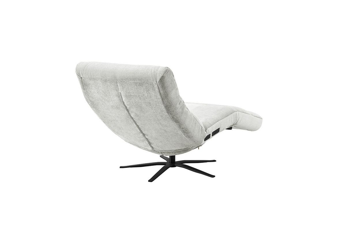 RELAXLIEGE ALINA Weiß Cord Relaxfunktion, Drehbar (360°) - Schwarz/Weiß, Textil/Metall (82/115/156cm) - KAWOLA