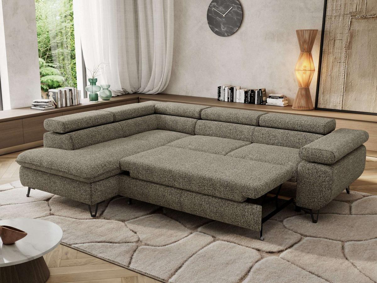 ECKSOFA PABLO L Grau Struktur - Links Seite - Schwarz/Grau, Textil/Metall (208/273cm) - MKS