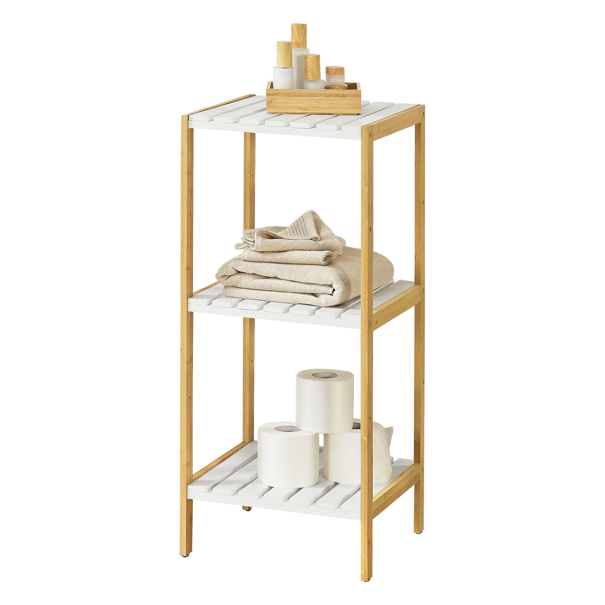 BADEZIMMERREGAL Balsfjord - Naturfarben/Weiß, Holz (33/80/34cm) - [en.casa]