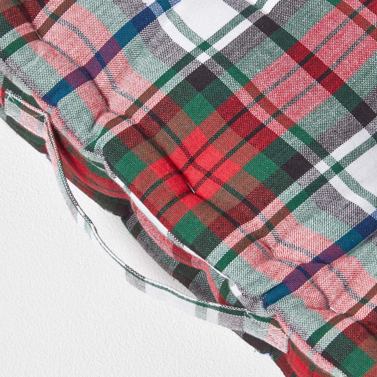 SITZKISSEN Karo rot-weiß-grün 40/40/8 cm - Rot, Textil (40/40/8cm) - Homescapes