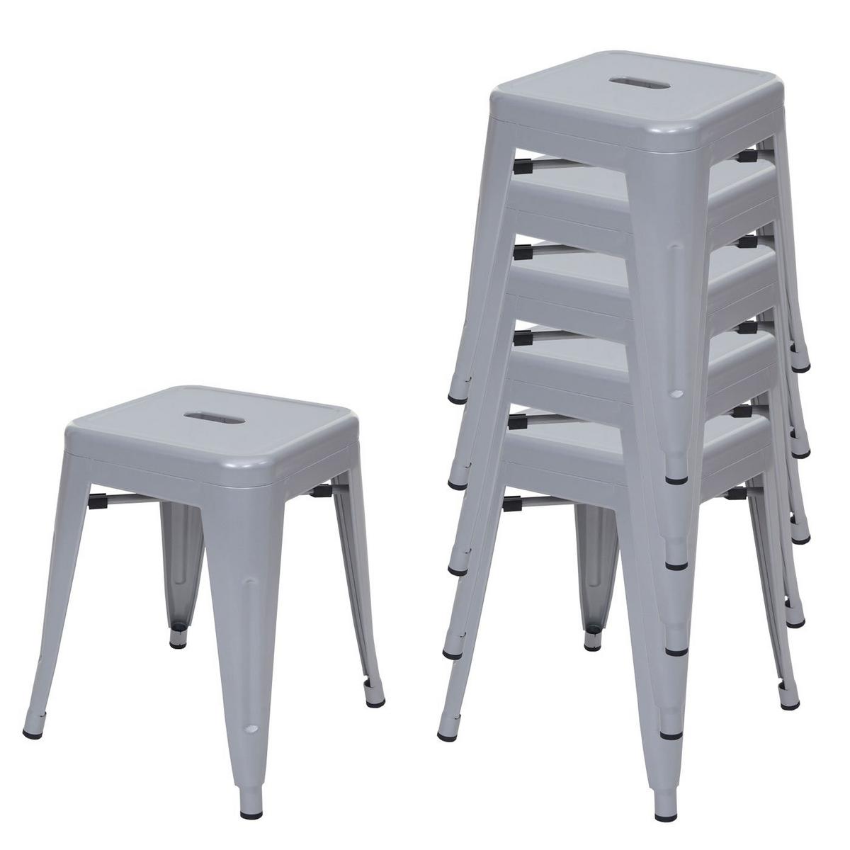 HOCKER METALL Grau 6er-Set - Grau, Metall (39/46/39cm) - MCW