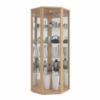 ECKVITRINE 56,5/56,5/176 cm mit Spiegel, LED & Schloss - Transparent/Silberfarben, Glas/Holzwerkstoff (56.5/176/56.5cm) - K-Möbel