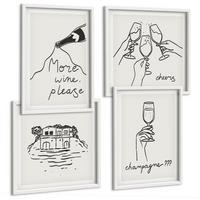 BILDER SET 4er Set - 50x50 cm & 40x60 cm Weißer Rahmen - Fröhliche Momente mit Champagner - Weiß, Kunststoff (50/50cm) - TULUP
